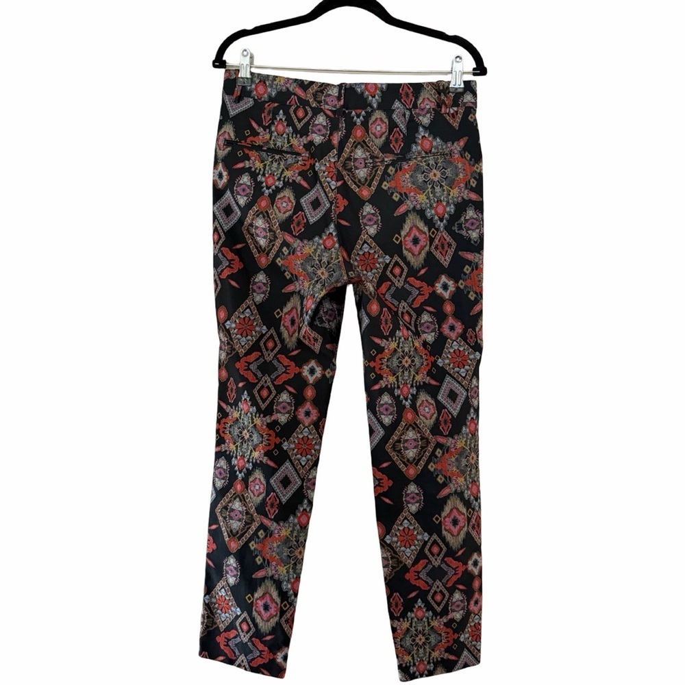 ZARA Mid Rise Black Batik Slim Cotton Bohemian Denim Pants Sz M - Picture 2 of 6